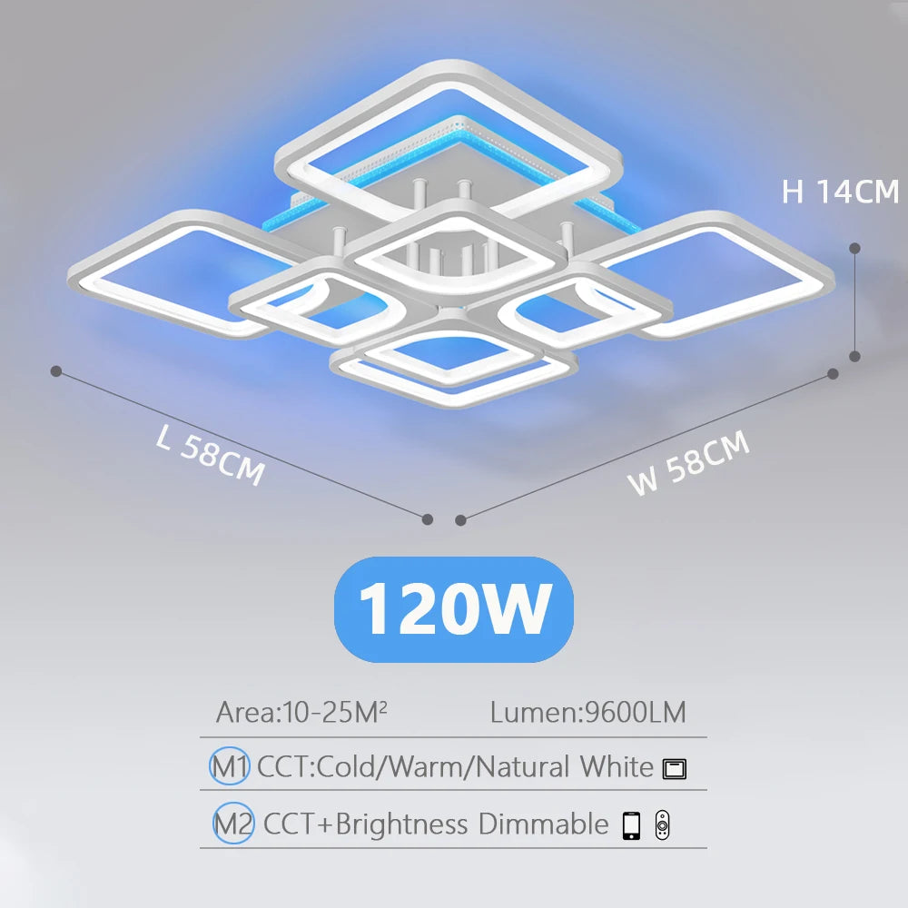 IRALAN YH4 Lámpara LED de Techo Regulable – Control Remoto, 9.600 Lm, Blanco Cálido a Frío