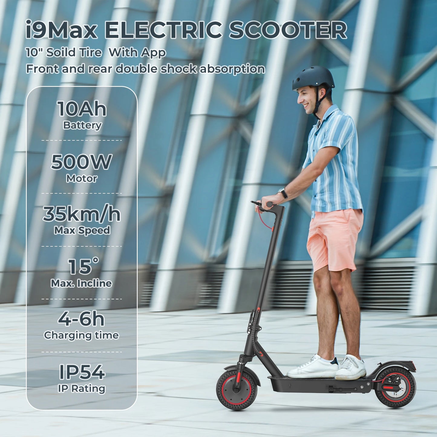 iScooter i9 Max Patinete Eléctrico  – 35 km/h, 10 Ah, Neumáticos Panal de Abeja