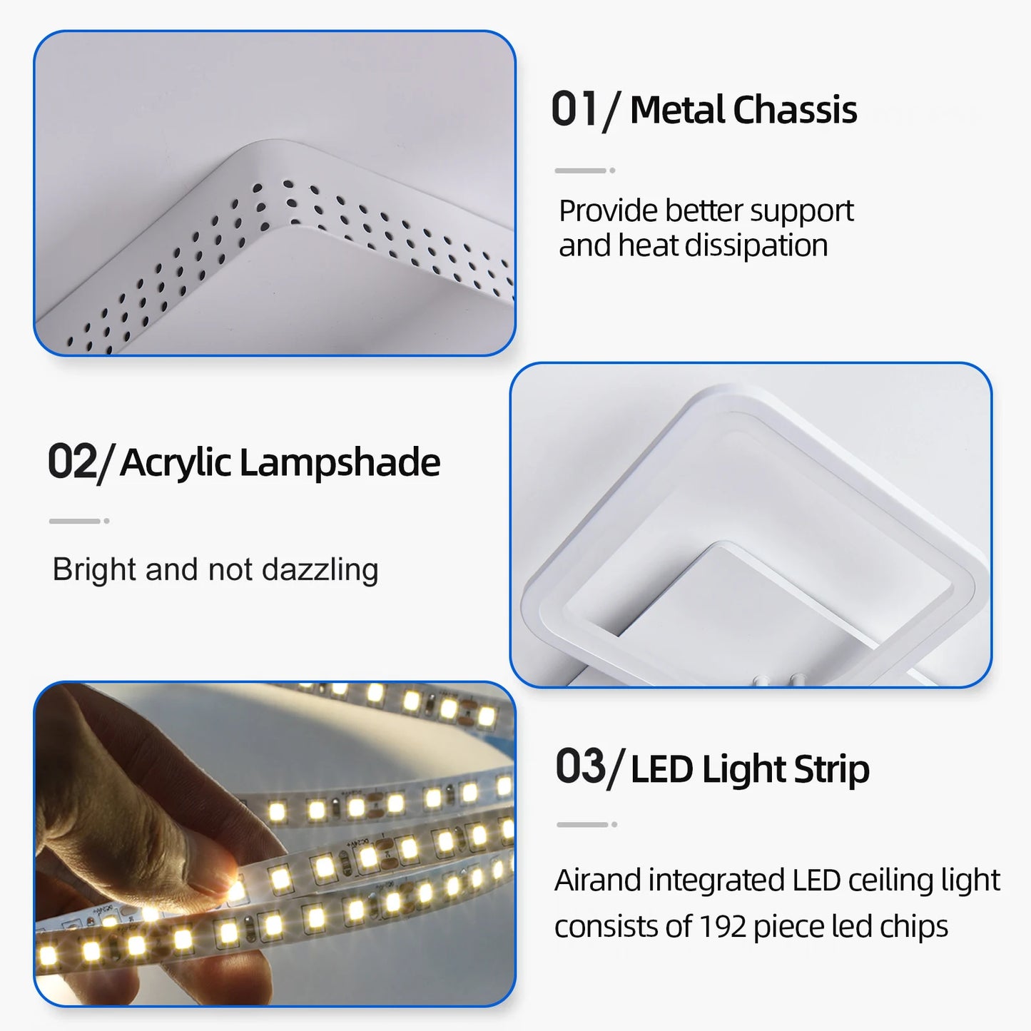 IRALAN YH4 Lámpara LED de Techo Regulable – Control Remoto, 9.600 Lm, Blanco Cálido a Frío