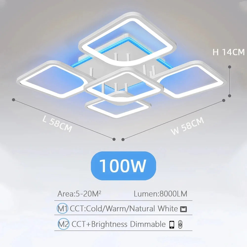 IRALAN YH4 Lámpara LED de Techo Regulable – Control Remoto, 9.600 Lm, Blanco Cálido a Frío
