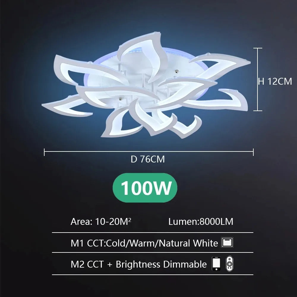 IRALAN YH4 Lámpara LED de Techo Regulable – Control Remoto, 9.600 Lm, Blanco Cálido a Frío